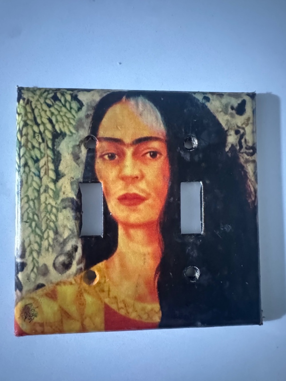 Frida Kahlo Art Double Toggle Light Switch Cover - Yellow & Black